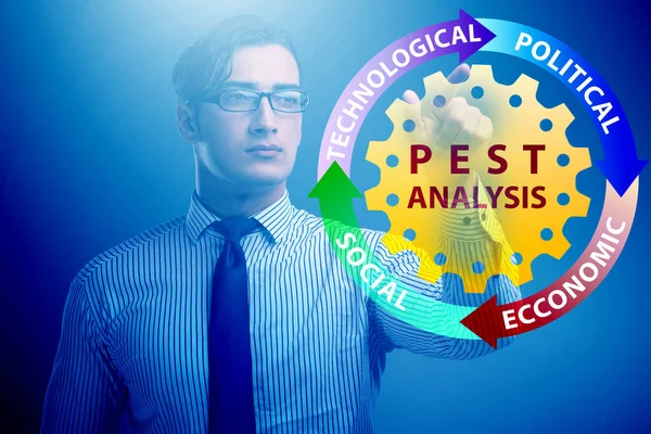 商业人士在PEST分析商业概念 — 图库照片