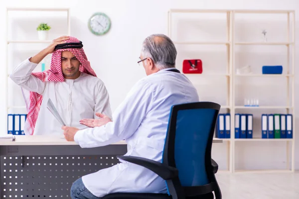Young male arab visiting experienced male doctor — Stock Photo, Image