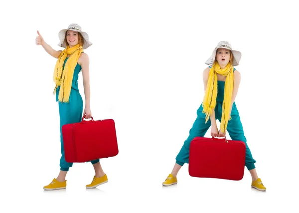 Travel vacation concept with luggage on white — Stock Photo, Image