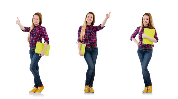 Junge Studentin isoliert auf weiß — Stockfoto