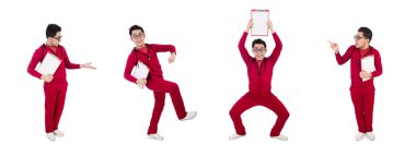 Beyaz üzerine ıslık çalan ve günlük tutan komik eğitmen.