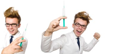 Beyaz tenli komik doktor.