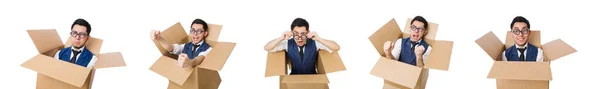 Man in thinking outside the box concept — Stock Photo, Image