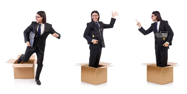 Man in thinking out of the box concept — Stock Photo, Image