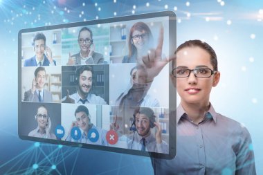 Salgın sırasında uzak video konferansı kavramı