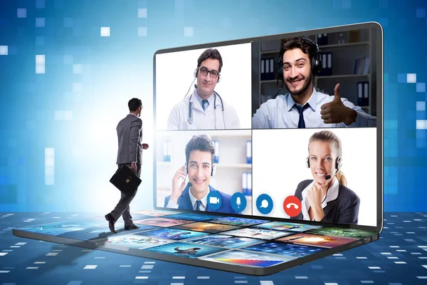 Concept of remote video conferencing during pandemic