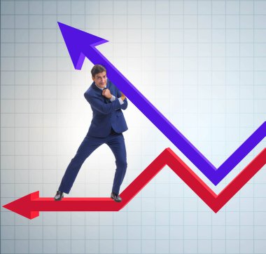 Ekonomideki büyümeyi destekleyen işadamı grafikte