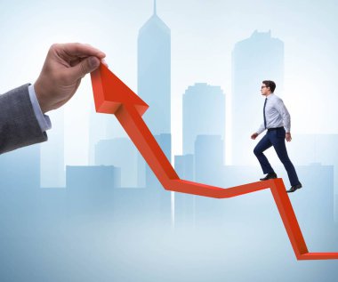 Ekonomideki büyümeyi destekleyen işadamı grafikte