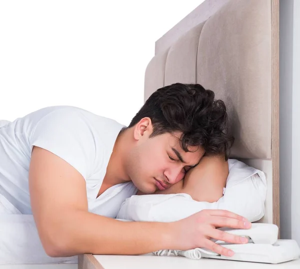 The man in bed suffering from insomnia — Stock Photo, Image