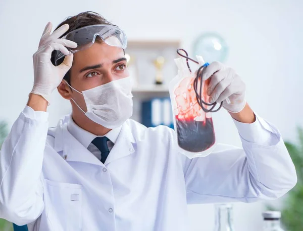 Doctor working with blood samples in hospital clinic lab — Stock Photo, Image