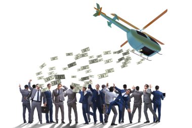 Helikopter para konseptinde iş adamı