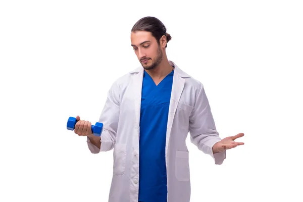 Jovem médico masculino isolado em branco — Fotografia de Stock