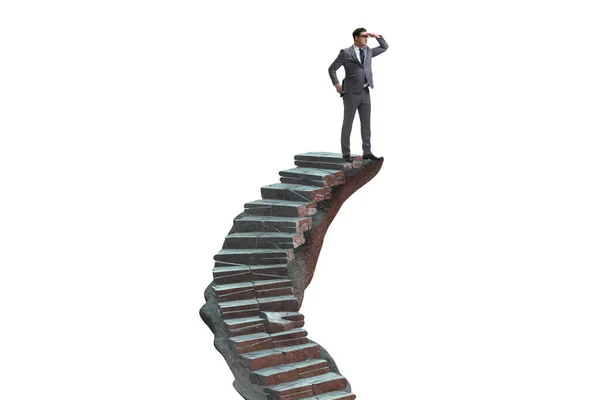 Концепція кар'єрних сходів з бізнесменом — стокове фото