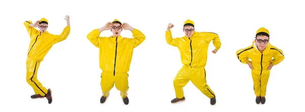 Man in yellow suit isolated on white — Stock Photo, Image