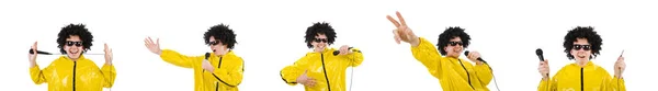 Homme en costume jaune isolé sur blanc — Photo