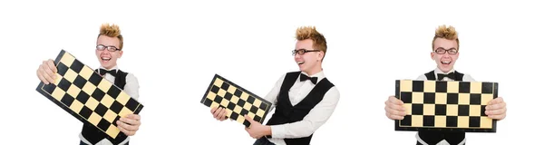 Funny chess player isolated on white — Stock Photo, Image