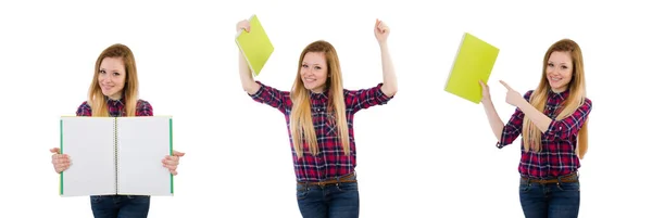 Junge Studentin isoliert auf weißem Hintergrund — Stockfoto