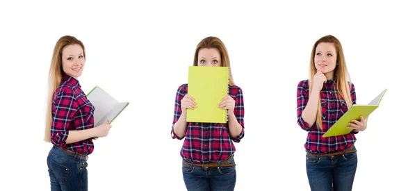 Jonge student geïsoleerd op de witte achtergrond — Stockfoto