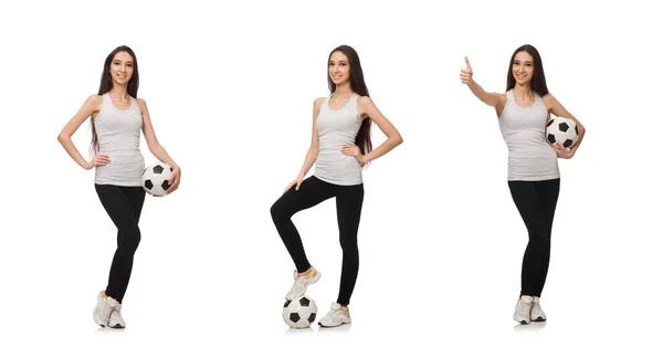 A girl with ball isolated on white — Stock Photo, Image
