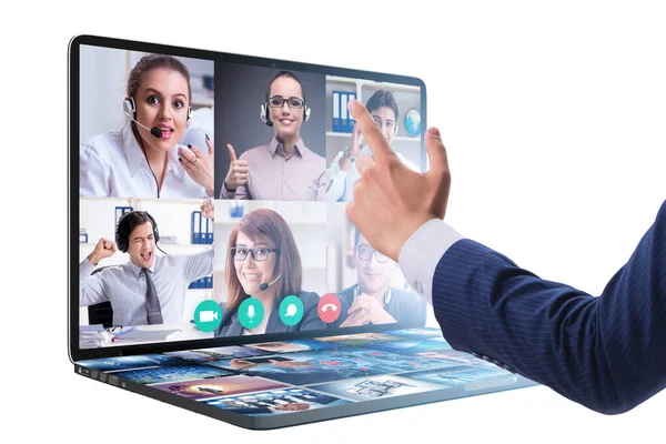 Concept van videoconferentie op afstand tijdens pandemie — Stockfoto