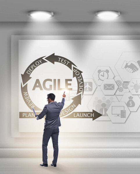 Бизнесмен в концепции разработки гибкого программного обеспечения