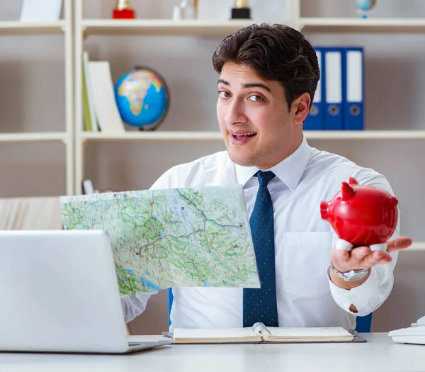 Businessman traveling agent working in the office