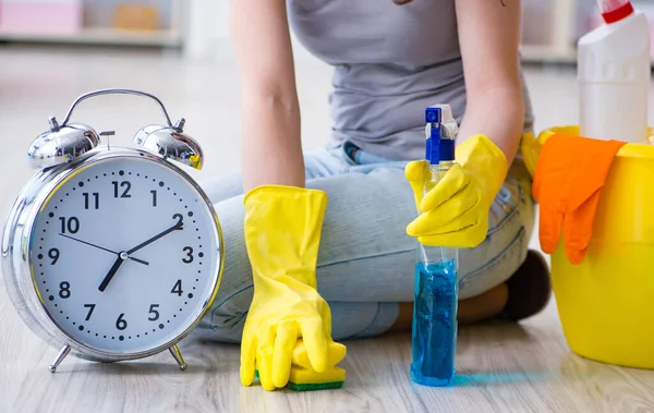 Mulher fazendo limpeza em casa — Fotografia de Stock