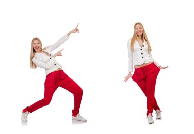 Sanal düğmeye basan kadın beyazda izole edildi