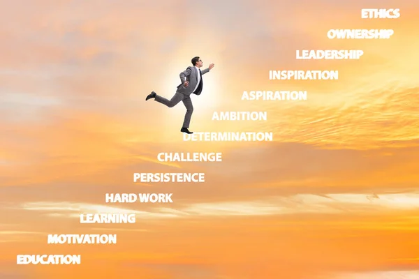 Empresário escalada carreira escada fatores de sucesso — Fotografia de Stock