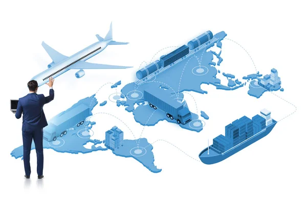 Global logistics concept with businessman — Stock Photo, Image