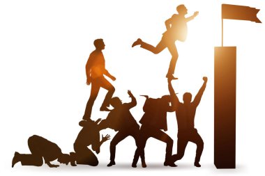 Kariyer gelişimi konsepti iş adamlarının merdivenlere tırmanması