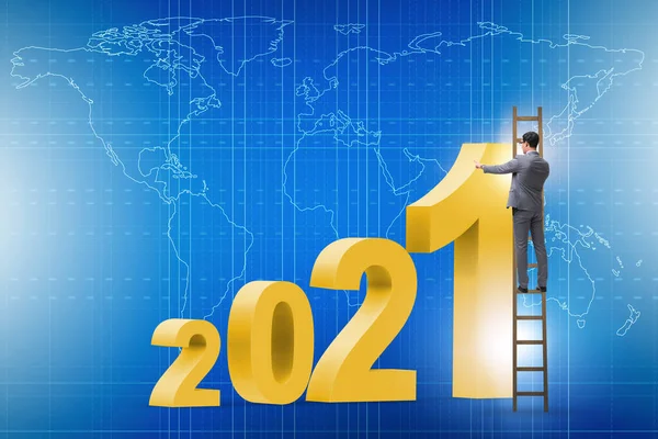 Groeiconcept met overgang tussen 2020 en 2021 — Stockfoto