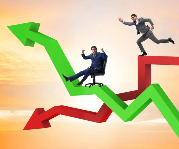 Growth and decline concept with businessmen — Stock Photo, Image