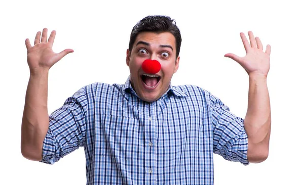 Lustige Mann Clown isoliert auf weißem Hintergrund — Stockfoto