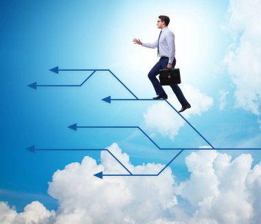 Farklı kariyer yolları düşünen bir iş adamı.