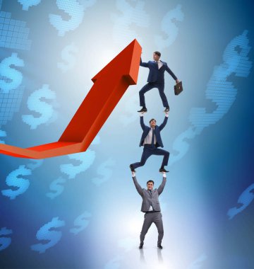 Ekonomideki büyümeyi destekleyen işadamı grafikte