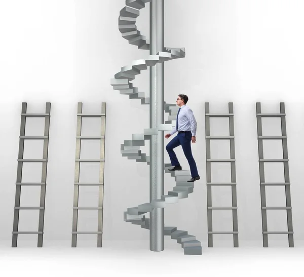 Career progression concept with ladders and staircase — Stock Photo, Image