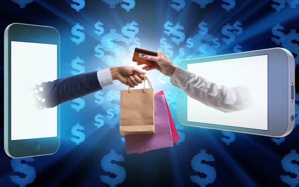 Online shopping through buying from internet — Stock Photo, Image
