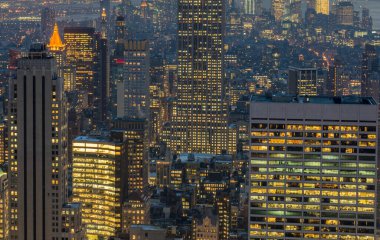 Günbatımında New York Manhattan manzarası