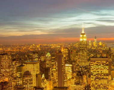 Günbatımında New York Manhattan manzarası