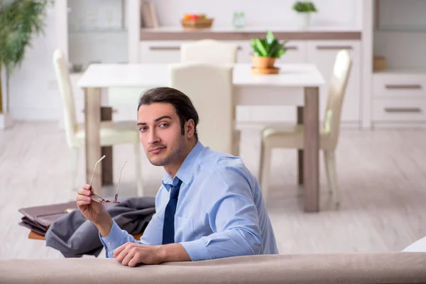 Tired businessman employee working from home — Stock Photo, Image
