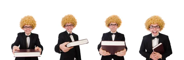 Young man wearing afro wig — Stock Photo, Image