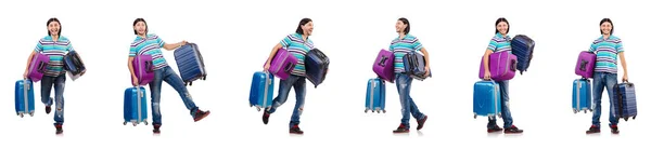 Концепція подорожей з багажем на білому — стокове фото
