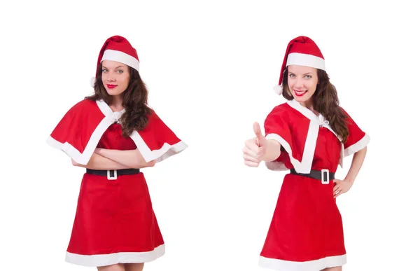 Nieve niña santa en el concepto de Navidad aislado en blanco —  Fotos de Stock