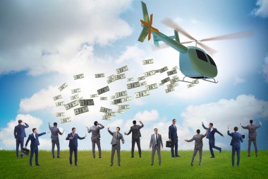 Helikopter para konseptinde iş adamı