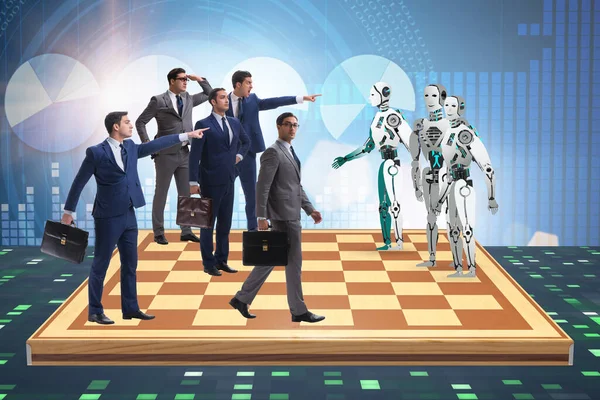 Concept of rivalry between robots and humans — Stock Photo, Image