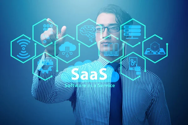 Software como servicio - Concepto SaaS con empresario — Foto de Stock