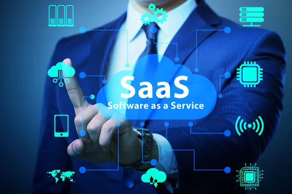 Software como servicio - Concepto SaaS con empresario — Foto de Stock