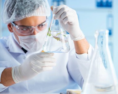 Laboratuvarda bilim adamıyla biyoteknoloji kavramı