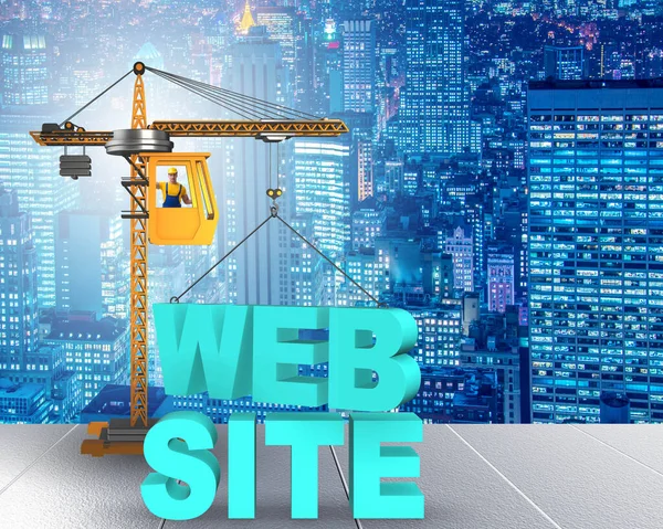 Web site construction concept with crane and letters